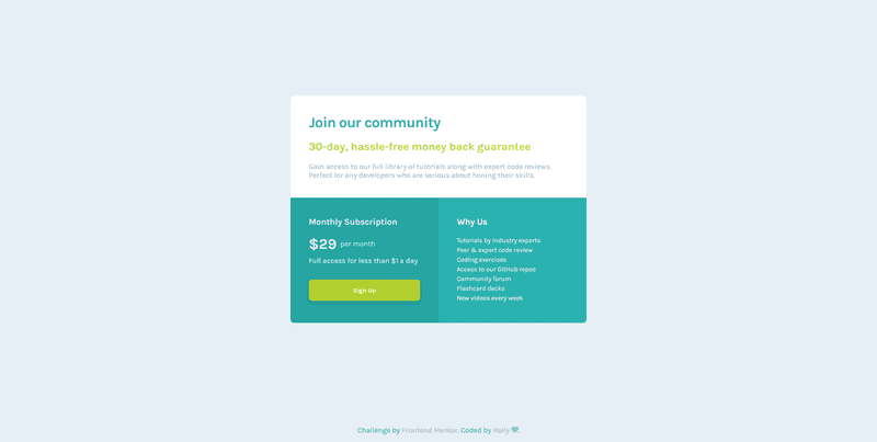 Single Price Grid Component