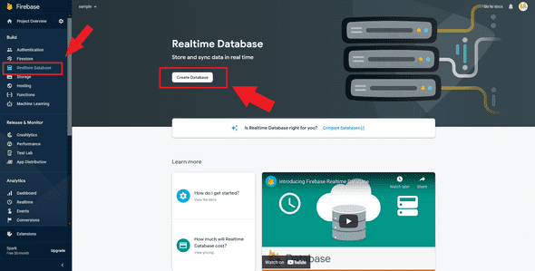realtime database tab