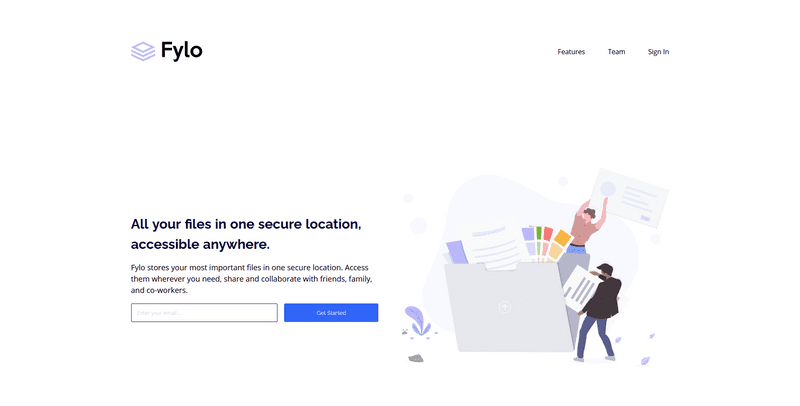 Fylo Landing Page with Two Columns