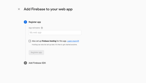 register firebase app