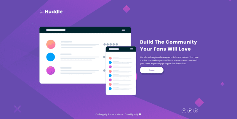 Huddle Landing Page with Single Introductory Section